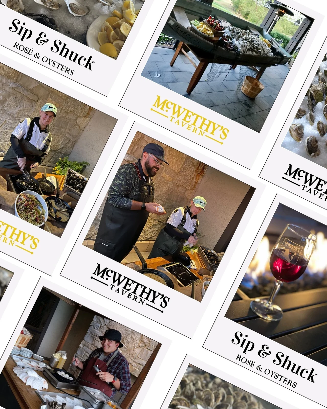 McWethy's Sip & Shuck hospitality event collage design